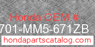 Honda 33701-MM5-671ZB genuine part number image