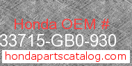 Honda 33715-GB0-930 genuine part number image