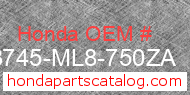 Honda 33745-ML8-750ZA genuine part number image