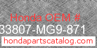 Honda 33807-MG9-871 genuine part number image