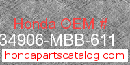 Honda 34906-MBB-611 genuine part number image
