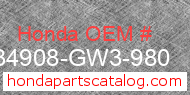 Honda 34908-GW3-980 genuine part number image