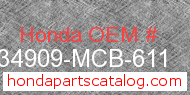 Honda 34909-MCB-611 genuine part number image