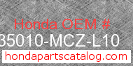 Honda 35010-MCZ-L10 genuine part number image