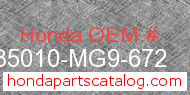 Honda 35010-MG9-672 genuine part number image