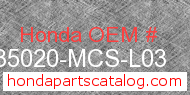 Honda 35020-MCS-L03 genuine part number image