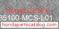 Honda 35100-MCS-L01 genuine part number image
