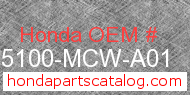 Honda 35100-MCW-A01 genuine part number image