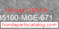 Honda 35100-MGE-671 genuine part number image