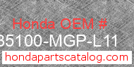 Honda 35100-MGP-L11 genuine part number image