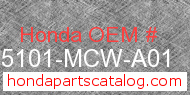 Honda 35101-MCW-A01 genuine part number image