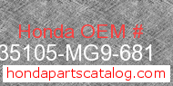 Honda 35105-MG9-681 genuine part number image