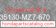 Honda 35130-MZ7-670 genuine part number image
