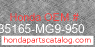Honda 35165-MG9-950 genuine part number image