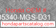 Honda 35340-MGS-D31 genuine part number image