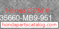 Honda 35660-MB9-951 genuine part number image