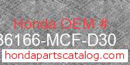 Honda 36166-MCF-D30 genuine part number image