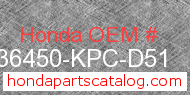 Honda 36450-KPC-D51 genuine part number image
