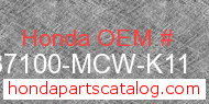 Honda 37100-MCW-K11 genuine part number image