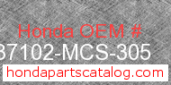Honda 37102-MCS-305 genuine part number image