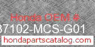 Honda 37102-MCS-G01 genuine part number image