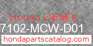 Honda 37102-MCW-D01 genuine part number image