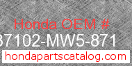 Honda 37102-MW5-871 genuine part number image