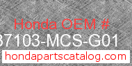 Honda 37103-MCS-G01 genuine part number image