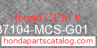 Honda 37104-MCS-G01 genuine part number image