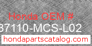 Honda 37110-MCS-L02 genuine part number image