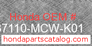 Honda 37110-MCW-K01 genuine part number image