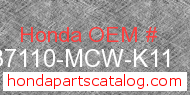 Honda 37110-MCW-K11 genuine part number image