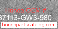 Honda 37113-GW3-980 genuine part number image