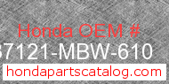 Honda 37121-MBW-610 genuine part number image