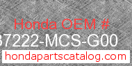 Honda 37222-MCS-G00 genuine part number image