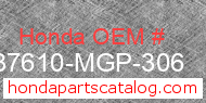 Honda 37610-MGP-306 genuine part number image