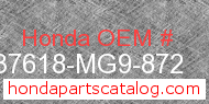 Honda 37618-MG9-872 genuine part number image