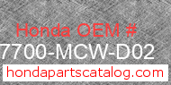 Honda 37700-MCW-D02 genuine part number image