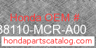 Honda 38110-MCR-A00 genuine part number image