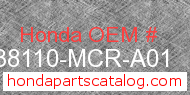 Honda 38110-MCR-A01 genuine part number image