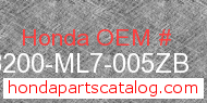 Honda 38200-ML7-005ZB genuine part number image