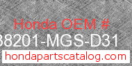 Honda 38201-MGS-D31 genuine part number image