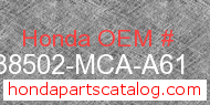 Honda 38502-MCA-A61 genuine part number image