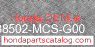 Honda 38502-MCS-G00 genuine part number image