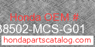 Honda 38502-MCS-G01 genuine part number image