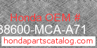 Honda 38600-MCA-A71 genuine part number image