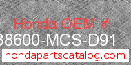 Honda 38600-MCS-D91 genuine part number image