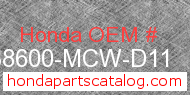 Honda 38600-MCW-D11 genuine part number image