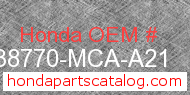 Honda 38770-MCA-A21 genuine part number image