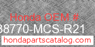 Honda 38770-MCS-R21 genuine part number image